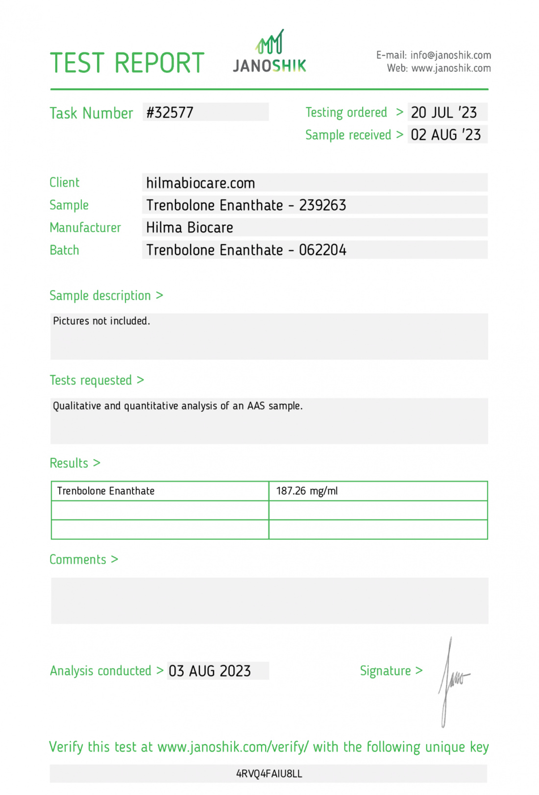 Trenbolone Enanthate Hersteller: Hilma Biocare Packung: 10 ml / Fläschchen (200 mg/ml)