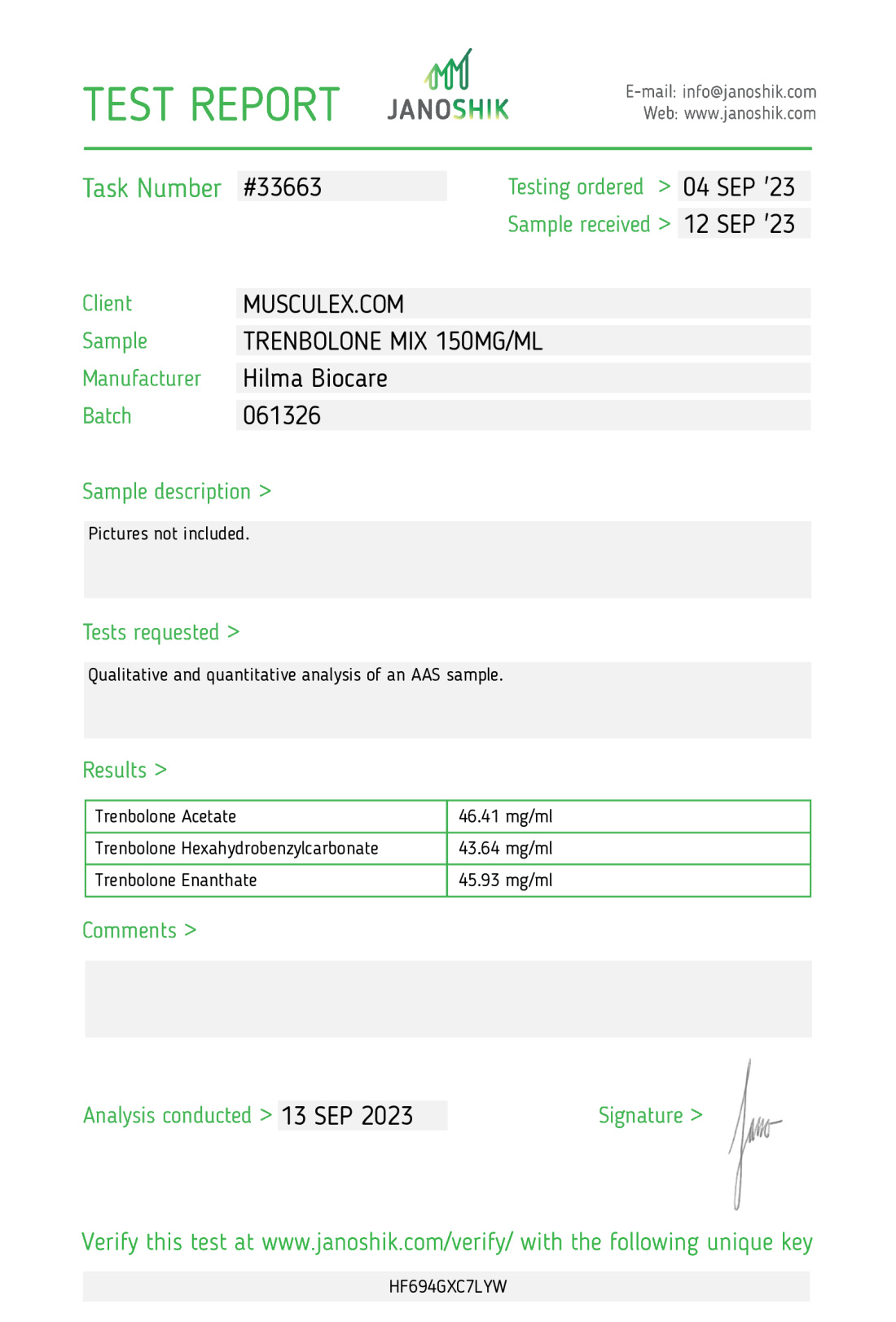 Mezcla de trembolona (Tri Trenabol) Fabricante: Hilma Biocare Paquete: 10 ml / vial (150 mg/ml)